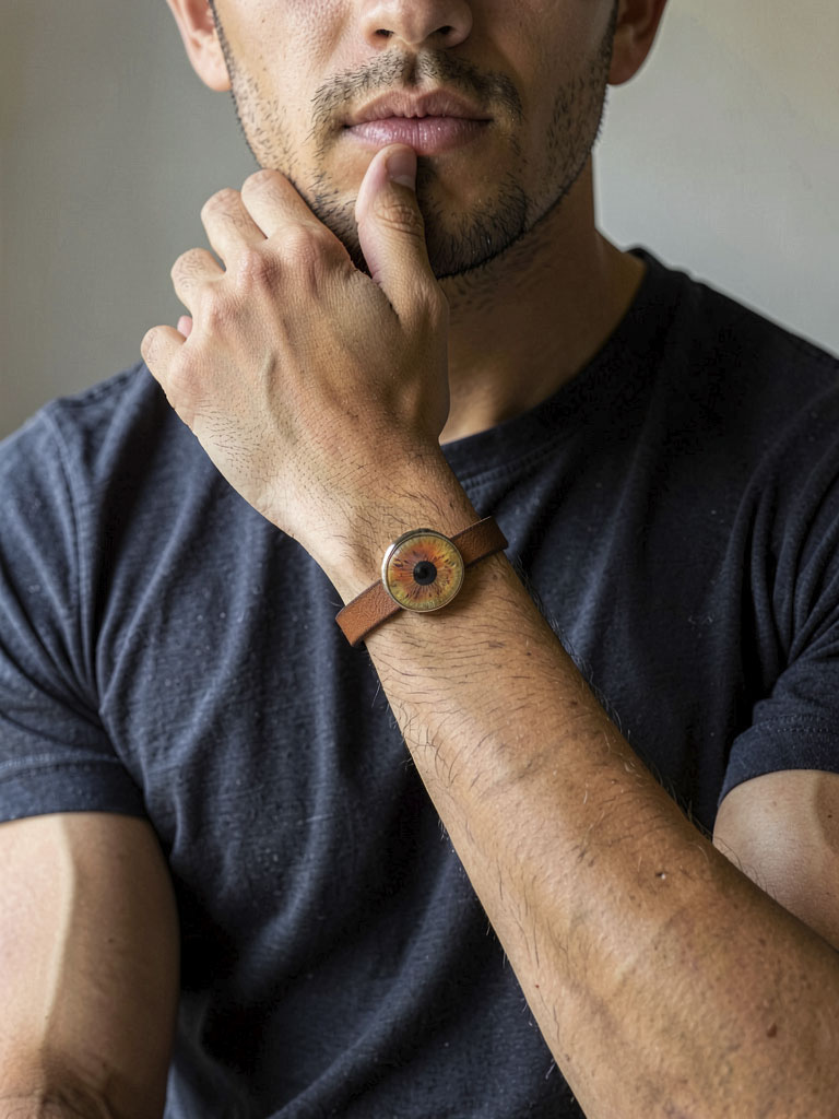 bracelet cuir pleine fleur homme