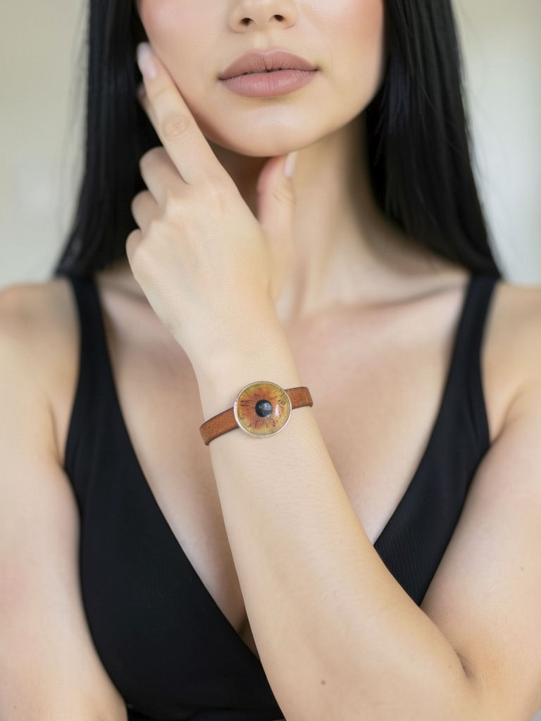 bracelet cuir pleine fleur femme